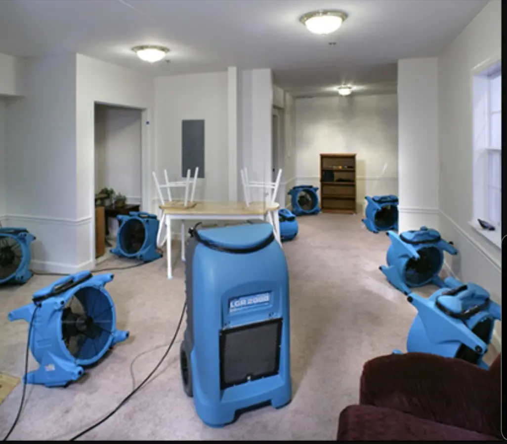 Air movers and dehumidifier setup for Water Extraction & Removal in Muhlenberg